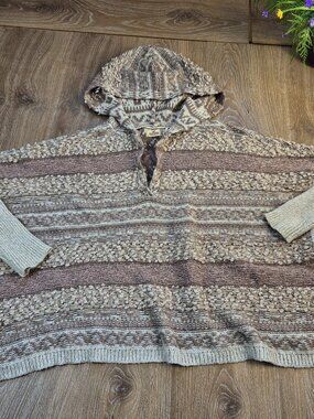 Hollister Sweater poncho hoodie Medium 6 8 10 Y2K Coastal core Goblin Bohemian